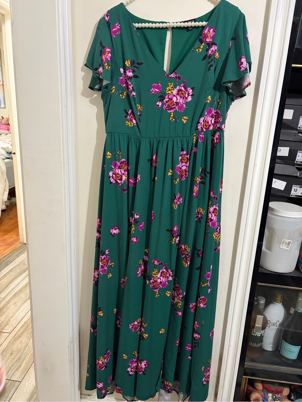 torrid Green Maxi Dress with Pink Floral Print